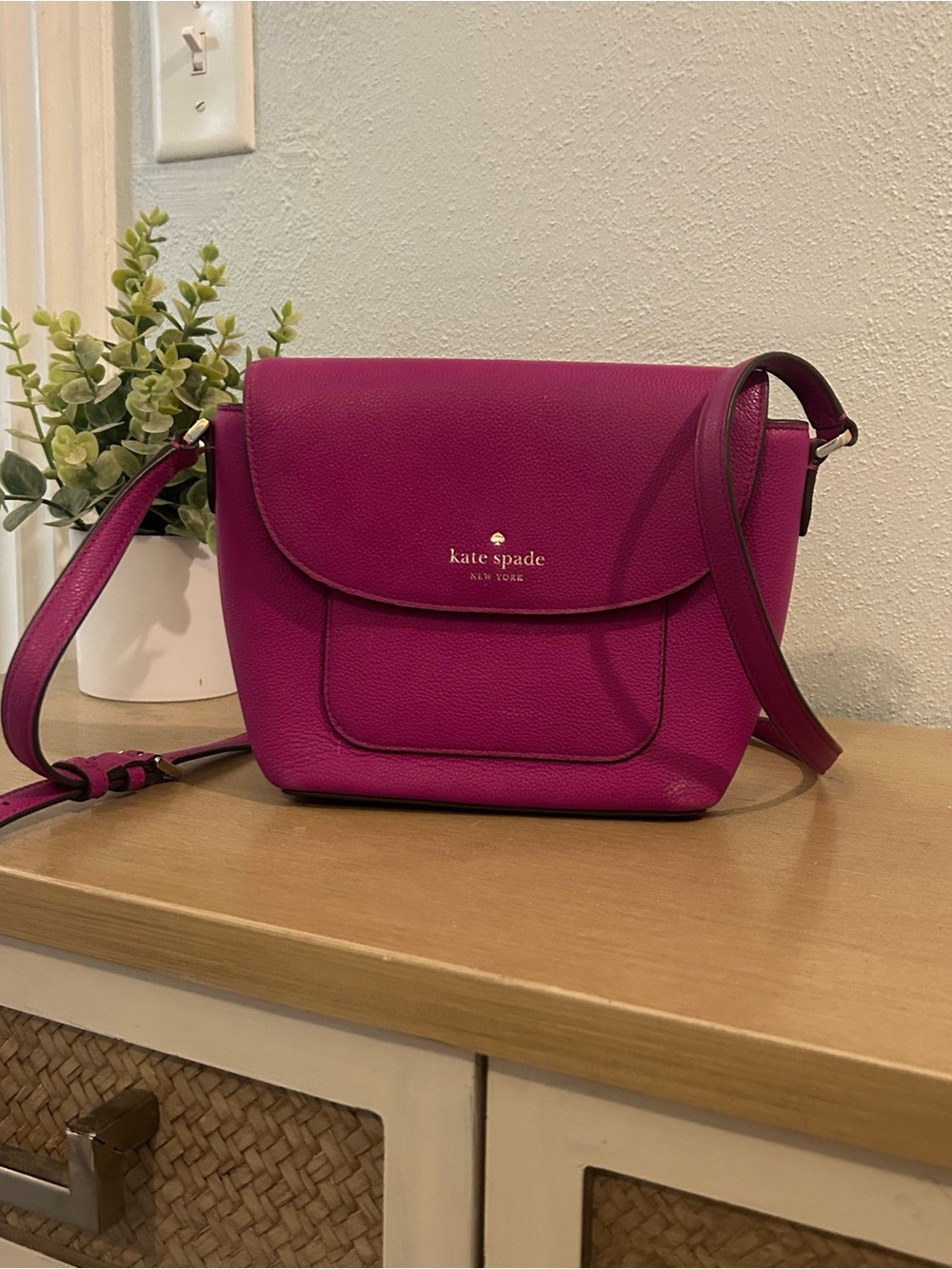 Kate Spade Elsie Baja Rose Leather Crossbody Dark Pink/Purple